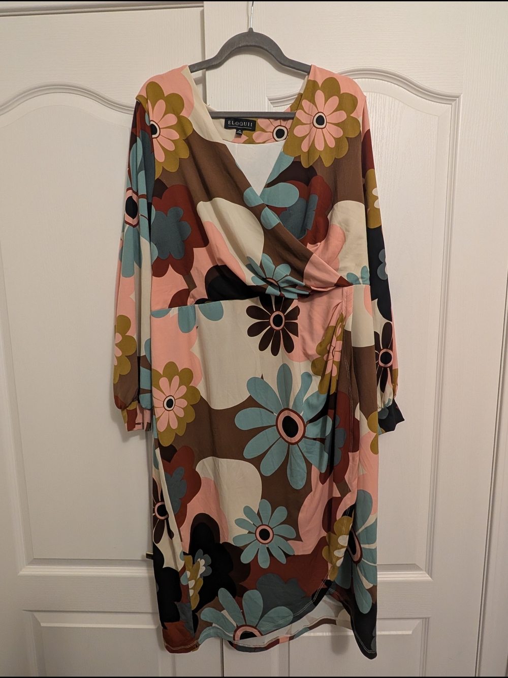 Eloquii Pink Multi Floral Wrap Dress